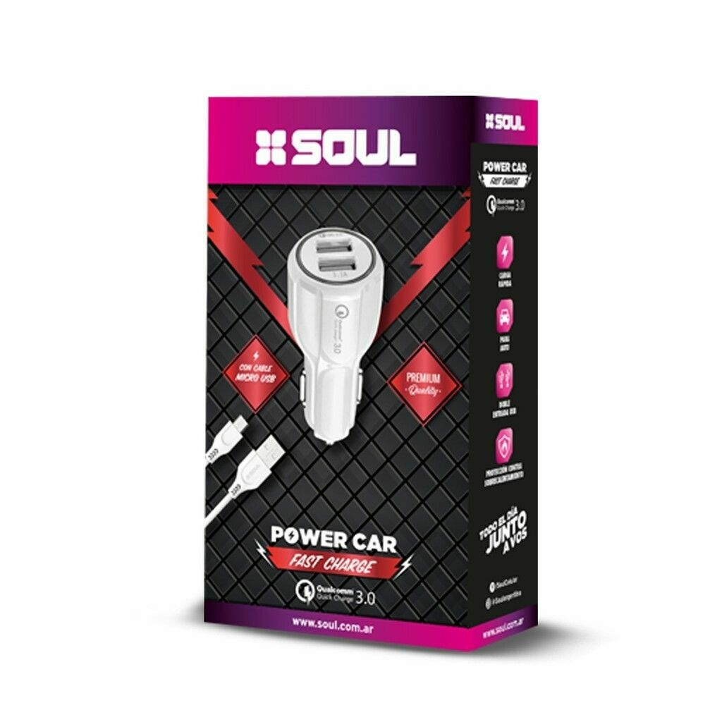 CARGADOR SOUL AUTO FAST CHARGE 3.0 LIGHTNING