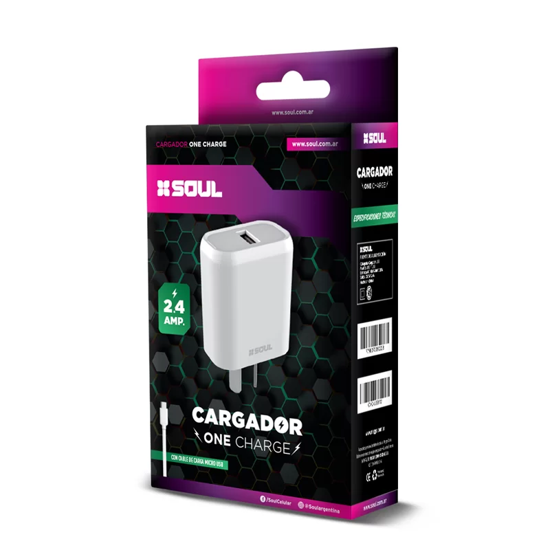 CARGADOR SOUL ONE CHARGE 2.4 MICRO USB