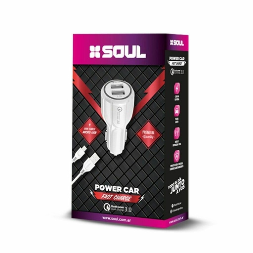 CARGADOR SOUL AUTO FAST CHARGE 3.0 LIGHTNING