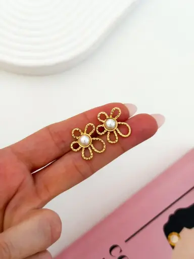 AROS ACERO FLOR + PERLA